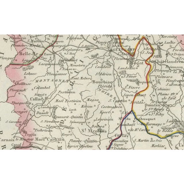 Map of Côtes-Du-Nord France with Saint-Brieuc and Brittany Coastline, 1850 For Sale - Image 3 of 10