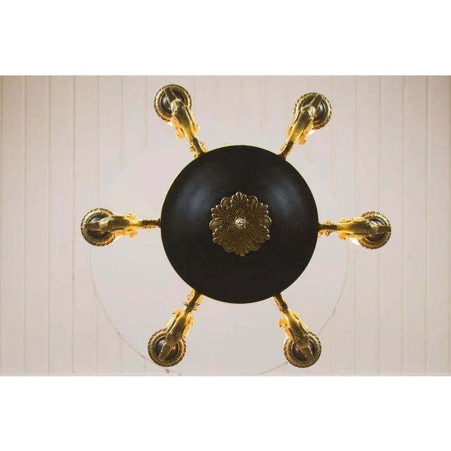 French Empire Style Bronze, Brass and Glass Chandelier, 1920s For Sale - Image 10 of 18