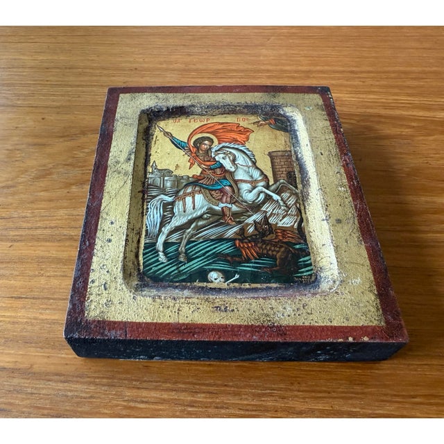 Traditional Byzantine Hand Painted Orthodox Icon on Wood For Sale In Austin - Image 6 of 9