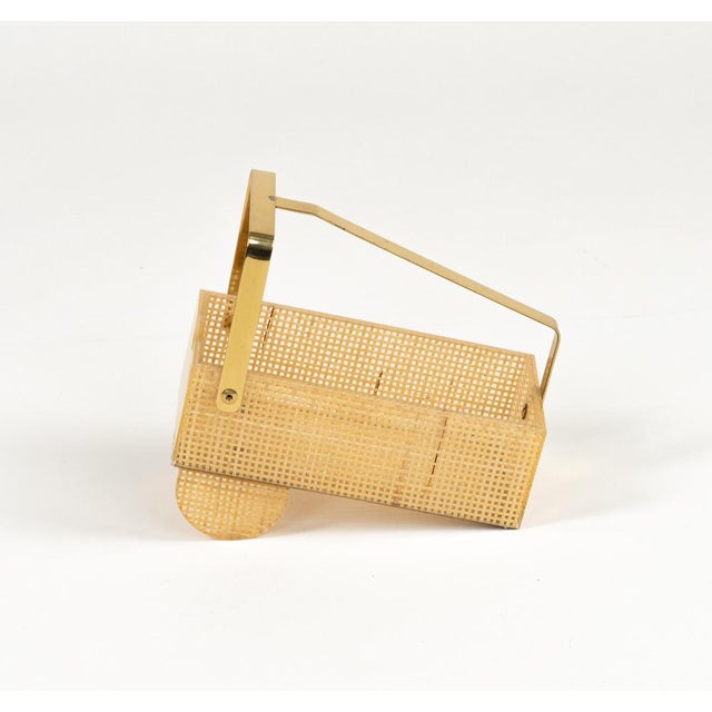 Bottle Holder in Acrylic, Wicker and Brass in the style of Christian Dior, Italy, 1970s For Sale - Image 3 of 15