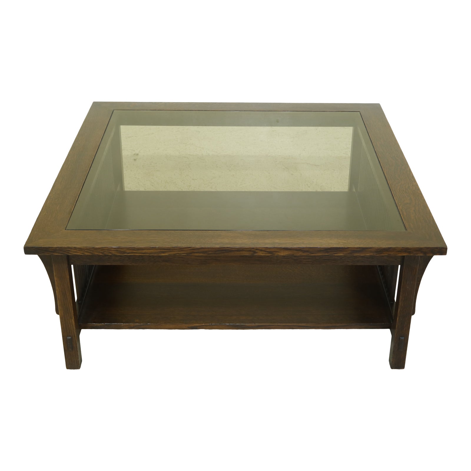 Stickley Large Mission Oak Glass Top Coffee Table Chairish