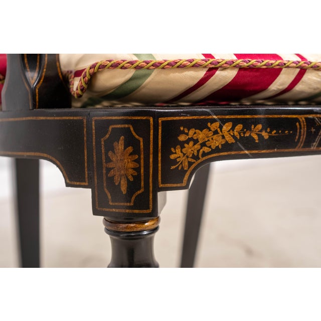 Vintage Regency Style Eglomise & Gilt Cane Seat Armchair For Sale - Image 13 of 18