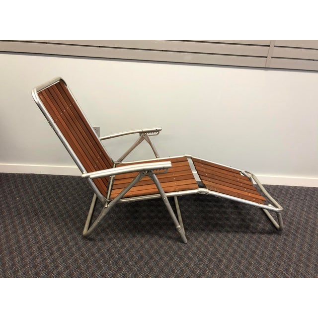 Vintage Mid Century Modern Redwood Patio Set Chaise Lounge Chair
