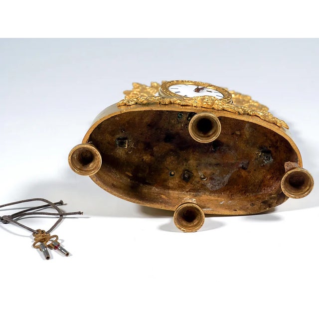 Metal French Ormolu Table Clock, 1840 For Sale - Image 7 of 8