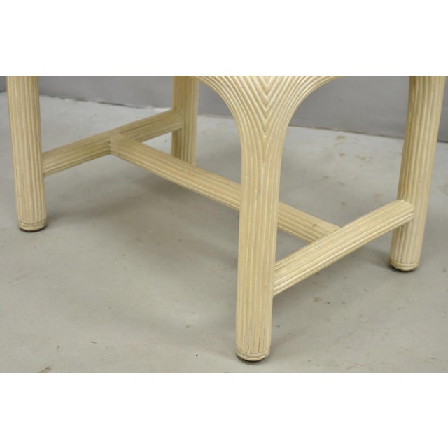 Beige Vintage Hollywood Regency Rattan Pencil Reed Stools by American Drew - A Pair For Sale - Image 8 of 14
