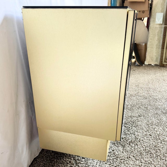 Wood 1980s Postmodern Smoked Mirror and Gold Credenza For Sale - Image 7 of 11
