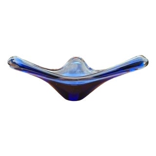Murano Glass Platter in Cobalt, 1970s For Sale