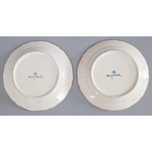 Blue Antique French Faience Quimper Plates - A Pair For Sale - Image 8 of 9