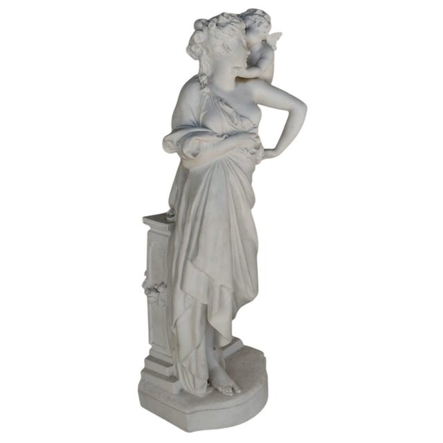 Rustic Original Biscuit Porcelain Figure, Venus with Cupid, A. E. Carrier-Belleuse, 1870s For Sale - Image 3 of 9