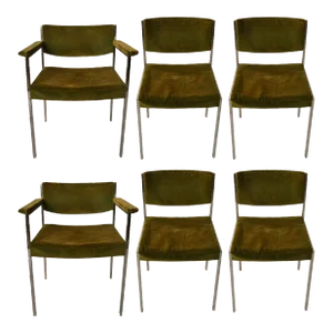Harvey Probber Style Dining Chairs 4 Side 2 Arm - Set of 6