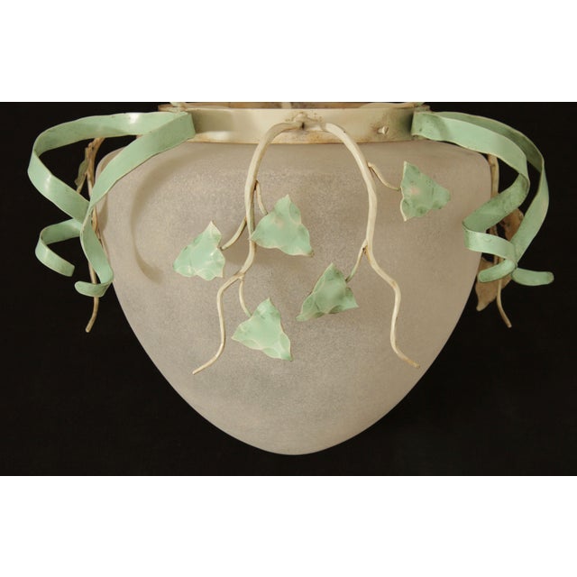 Tuscan Style Frosted Glass Tole Ware Chandelier For Sale - Image 11 of 12