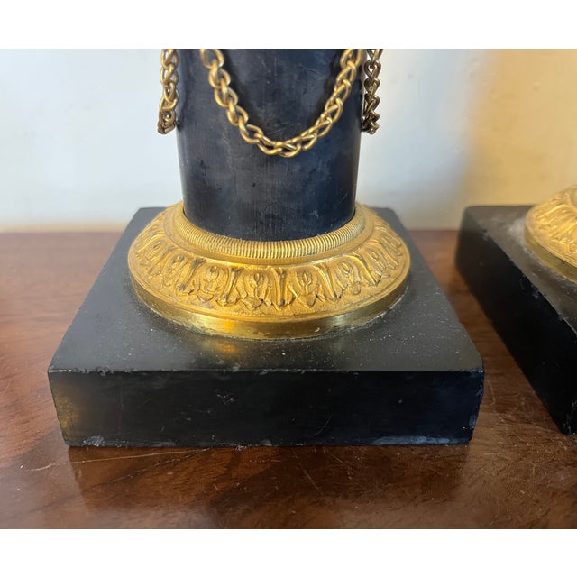 Antique Early 19th Century French Empire Gilt & Patinated Bronze Caryatid Candlestick Holders Circa 1810 - A Pai For Sale - Image 11 of 12