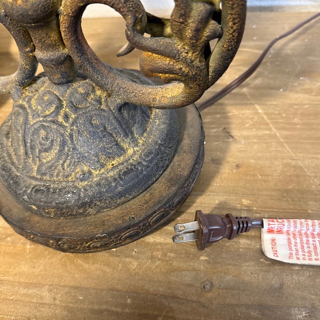 Coffee Forged Iron Table Lamp in Antique Finish For Sale - Image 8 of 10