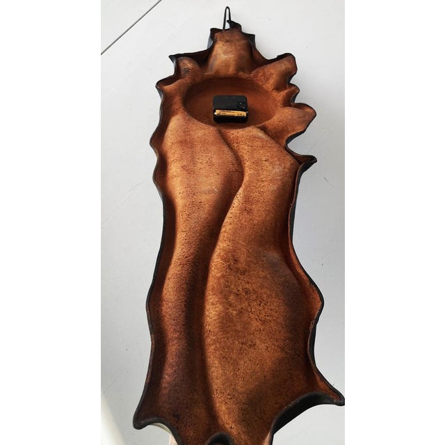 Metal Large Handmade Leather Wall Clock, 1980s For Sale - Image 7 of 13