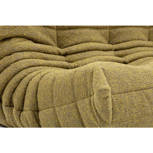 Togo Three-Seater Sofa in Olive Bouclet by Michel Ducaroy for Ligne Roset For Sale - Image 3 of 18