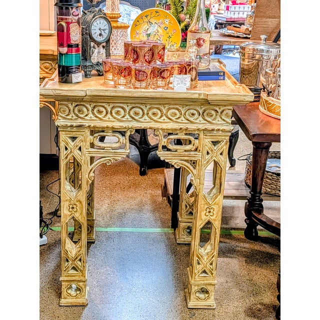 Gold Pair of Vintage, Rare, Monumental, Faux Bamboo, Chinoiserie, Mid Century, Accent Tables For Sale - Image 8 of 11