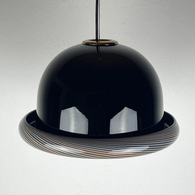 Vintage Italian Murano Black Pendant Lamp, 1960s For Sale - Image 7 of 18