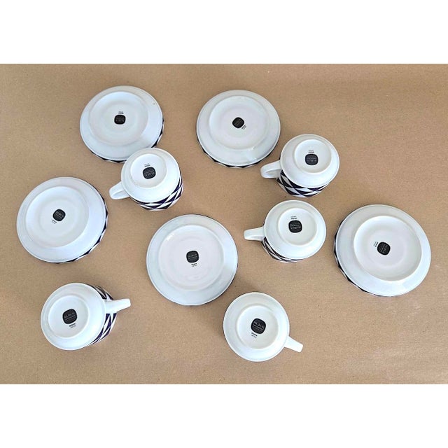 1980s Block Langenthal Coffee Cups and Saucers in Stack Optic Pattern, 10 Piece Set For Sale - Image 10 of 11