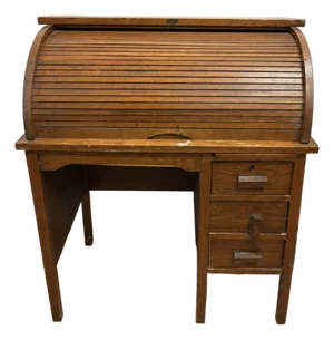 Vintage Oak Roll Top Desk – Circa 1920s–1940s | Solid Wood