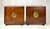 Striking pair of vintage bedside cabinets featuring classic Asian-inspired design details, highlighted by rich walnut...