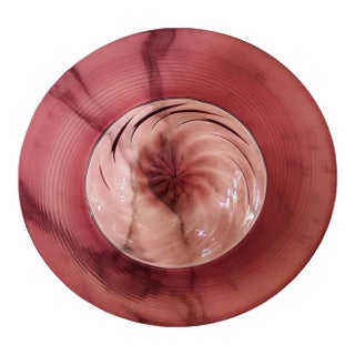 1982 Venini Murano Hand Blown Purple Scalloped Wide Rimmed Bowl, Signed and Dated For Sale