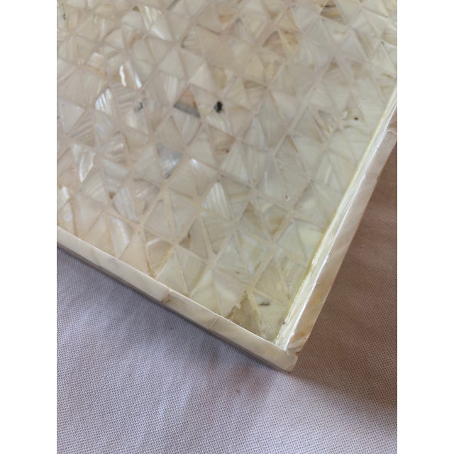 Square Capiz Shells Mosaic Style Decorative Tray with handles. Size: 16" square X 1.75"H