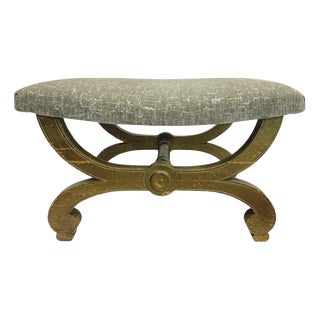 Vintage Neoclassical French X-Frame Curule Stool, 1940s For Sale