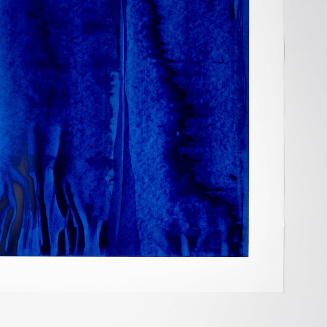 Original Large Abstract Blue & Burnt Orange Split Composition Painting on Paper by Casey R. Klein For Sale In Tulsa - Image 6 of 9