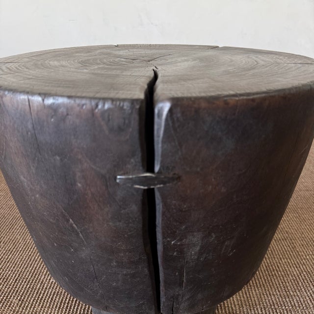 Vintage Reclaimed Walnut Carved Side Table 18" For Sale In Los Angeles - Image 6 of 7