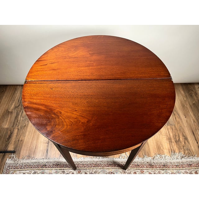 Antique Hepplewhite Mahogany Demilune Game Table C. Mid 19th Century For Sale In Boston - Image 6 of 8