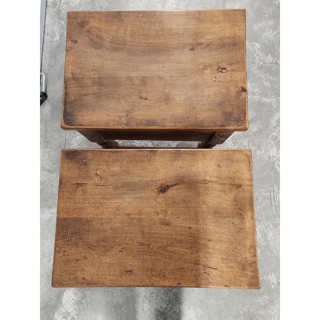 Brown Antique Carved Wood Spanish Side Tables - A Pair For Sale - Image 8 of 15