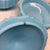 Set of 3 French Blue Opaline Vanity Bottles and Lidded Jar Murano Imported by Balboa Made in Italy For Sale - Image 9 of 10