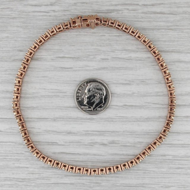 Metal 1.50ctw Diamond Tennis Bracelet 14k Rose Gold 9" 3.7mm For Sale - Image 7 of 7