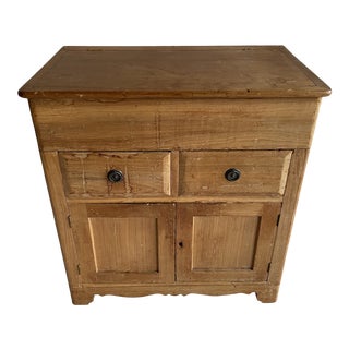 19th Century American Country Pine Grain Lift Top Kitchen Cabinet For Sale