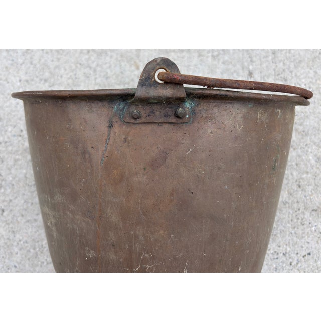 Metal Ca 19th Century Copper Bucket/Cauldron With Iron Handle For Sale - Image 7 of 9