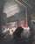 The Big Mirror by Elena Burykina | Oil on panel Reflection of a person in a dimly lit space. For Sale
