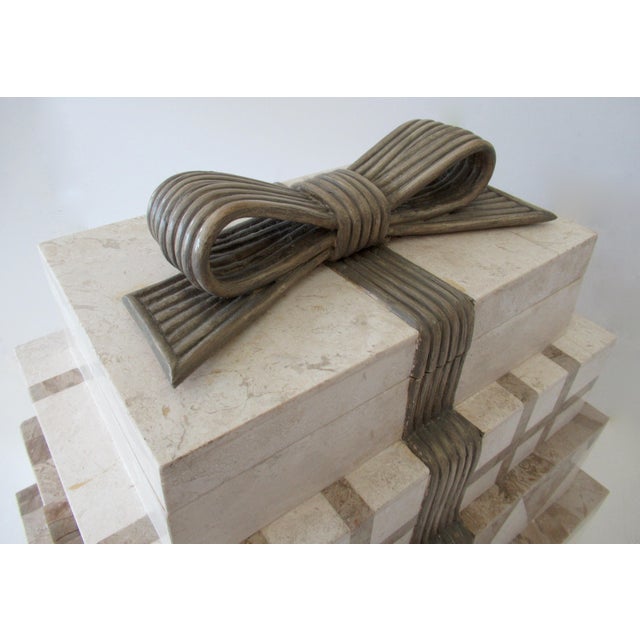 Sand Circa 1970's-80's Renoir Tessellated Stone 4-Tiered Lidded & Drawers Jewelry Box For Sale - Image 8 of 12