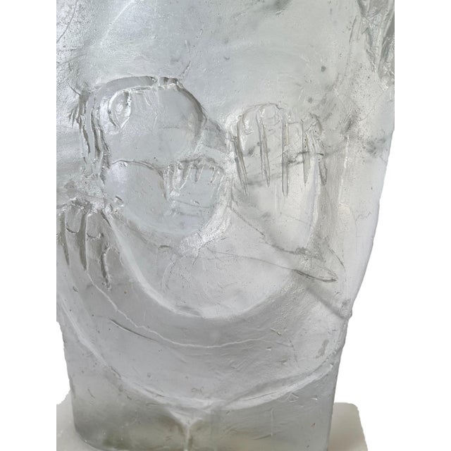 Contemporary Carved Crystal Mother and Child on White Marble Base For Sale - Image 3 of 5