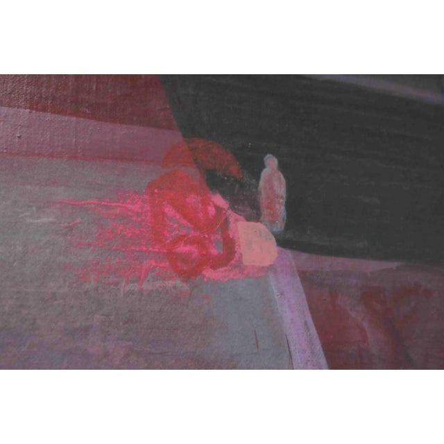 Purple Bessie Boris "Intersection" Oil and Mixed Media on Paper For Sale - Image 8 of 13