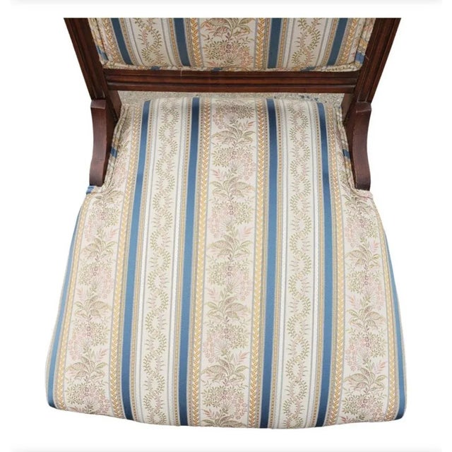 Antique Victorian Striped Upholstered Chairs, Circa 1890s For Sale - Image 4 of 9