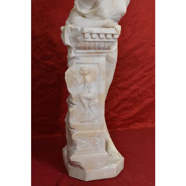 Giuseppe Gambogi, Young Girl Sculpture, 19th Century, Alabaster For Sale - Image 9 of 12