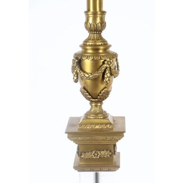 Gold Corinthian Column Ormolu & Glass Table Lamps, Mid-20th Century, Set of 4 For Sale - Image 8 of 18