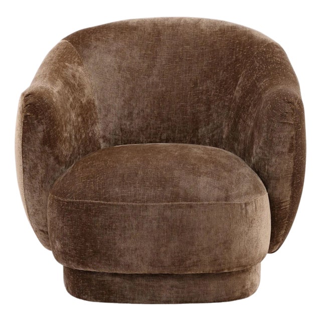 Milk Chocolate Velvet Accent Chair For Sale