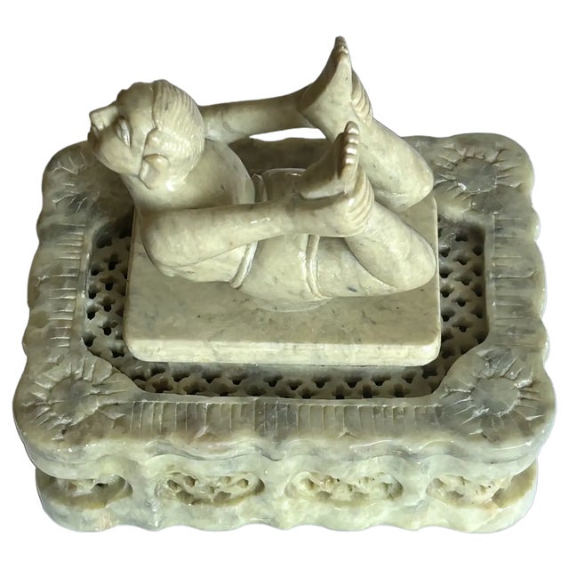 Stone Rare, Ooak, Soapstone, Yogi, Trinket Box For Sale - Image 7 of 7