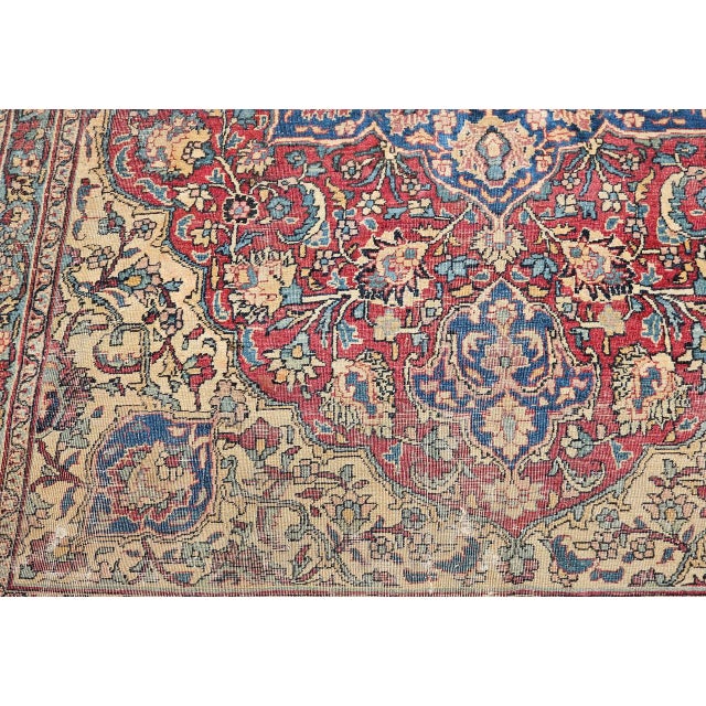 Textile 19th Century Persian Kerman Lavar Rug, Hand-Knotted Wool, Floral Pattern, Red & Ivory, 8x11 For Sale - Image 7 of 18