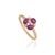 VR Jewels 14k Gold Natural Ruby Diamond Floral Cluster Proposal Ring Size 5 For Sale - Image 4 of 18