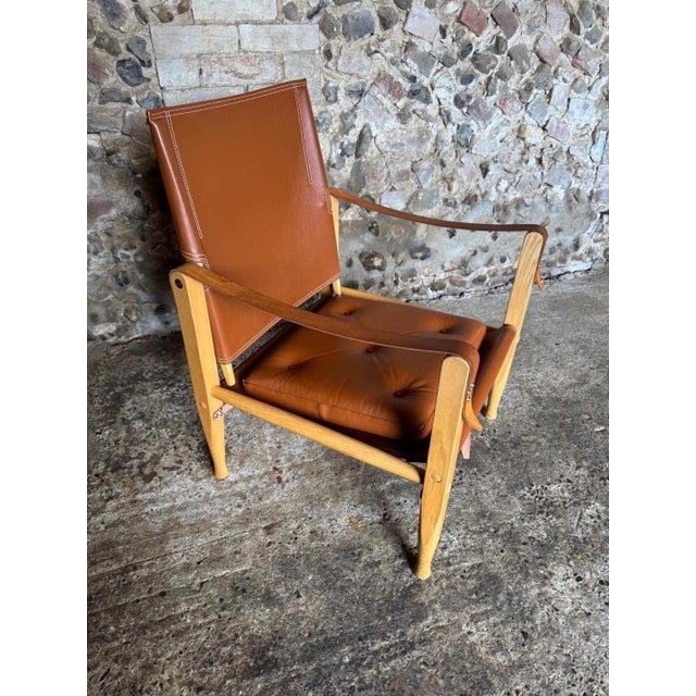 Carl Hansen & Søn KK47000 Safari Chair in Ash with Cognac Leather by Kaare Klint for Carl Hansen & Søn For Sale - Image 4 of 18