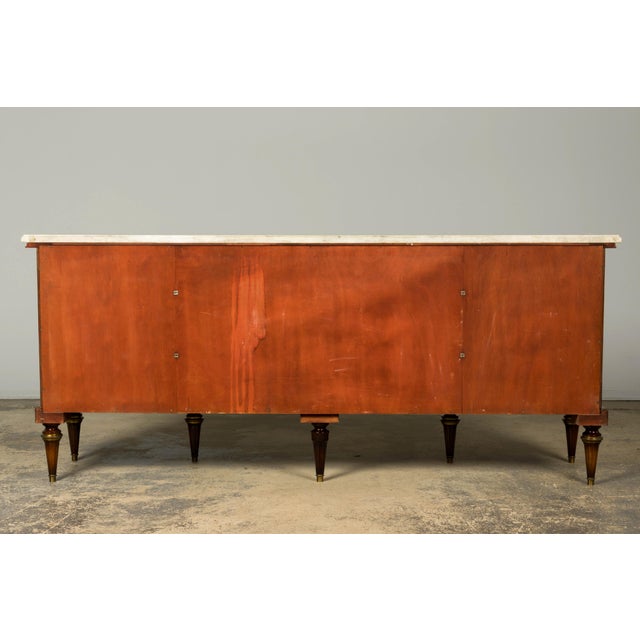 Mid 20th Century French Louis XVI Style Mahogany Sideboard Buffet With Carrara Marble Top For Sale - Image 18 of 18