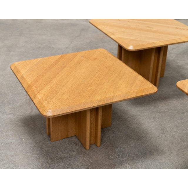 1980s Nesting Tables in Light Oak, 1980s, Set of 3 For Sale - Image 5 of 10