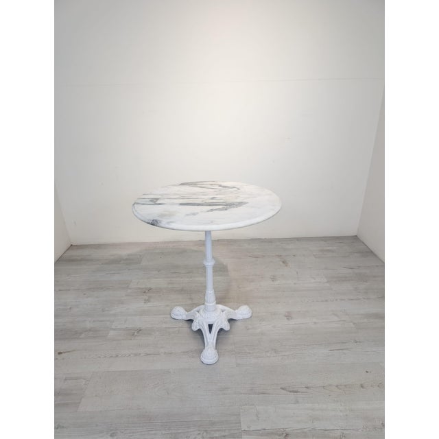 Marble Table on Whitewashed Cast Iron Leg For Sale - Image 5 of 12